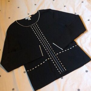 Carducci vintage sweater, black with white accents L